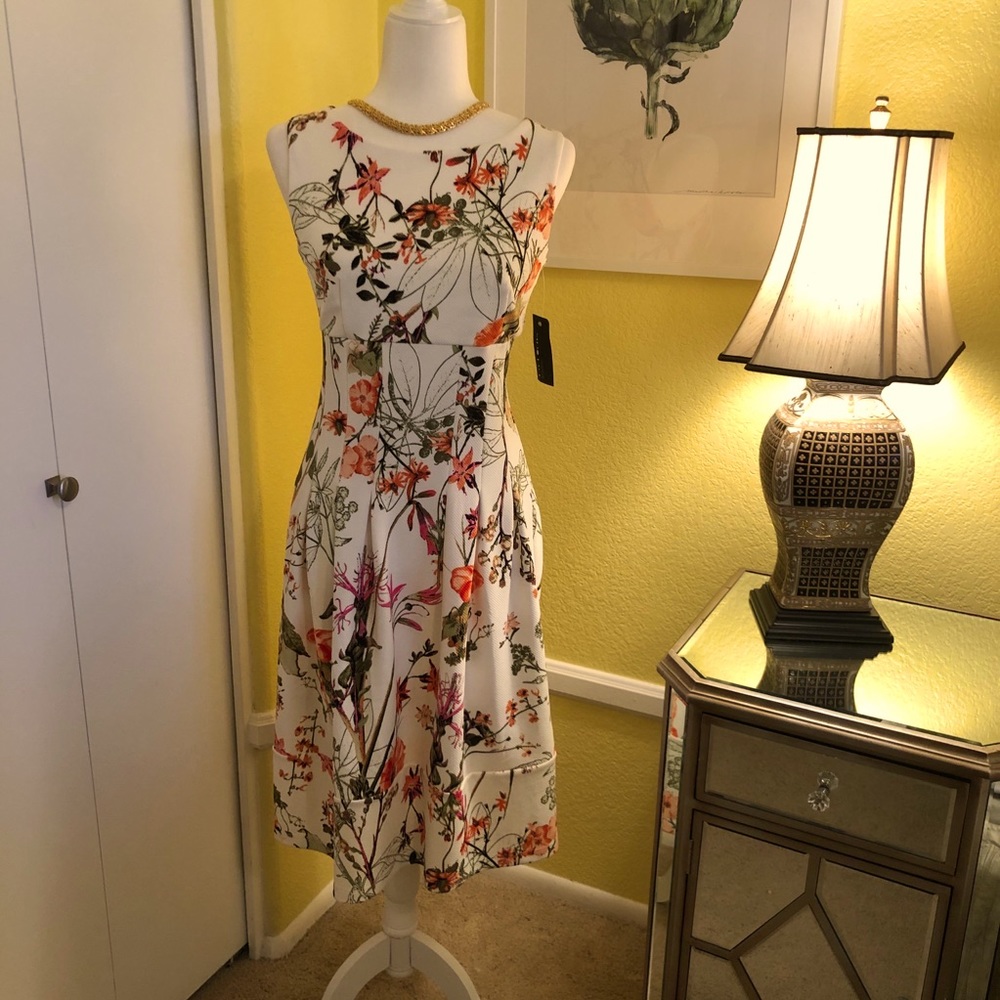 NWT Enfocus Studio white/floral sleeveless dress 8